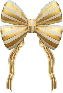 Шар (61''/155 см) Фигура, Бант, Стильные полоски, Золото, 1 шт.