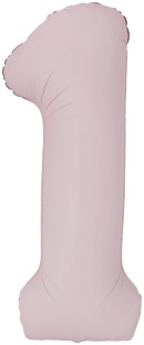 Шар (40''/102 см) Цифра, 1 Slim, Пыльная роза, Сатин, 1 шт. в уп.